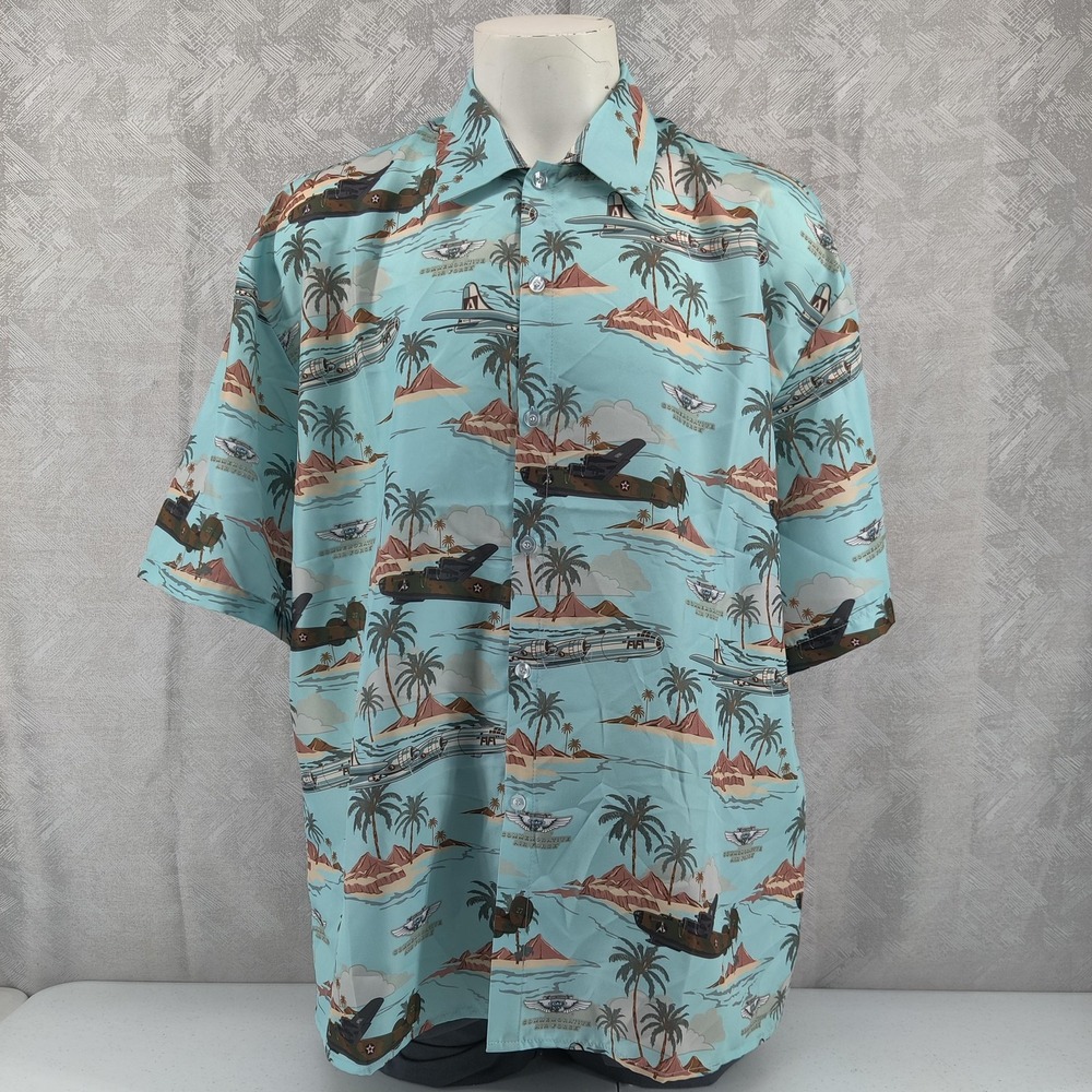 Commemorative Air Force Shirt Mens 2XL Blue Tropical Vintage Aircraft B-29 FIFI
